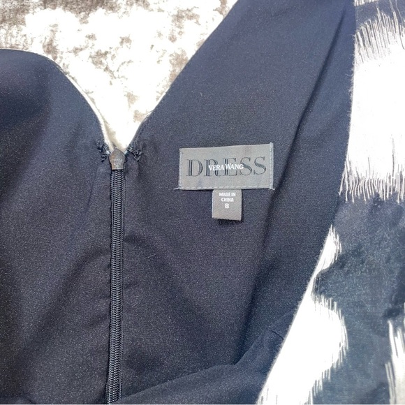 VERA WANG dress JACQUARD BLACK/IVORY FIT & FLARE Sleeveless DRESS~ SZ 8 - Picture 11 of 14